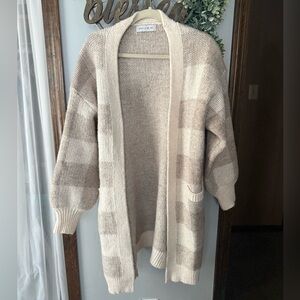Cozy Beige and Cream Women's Cardigan